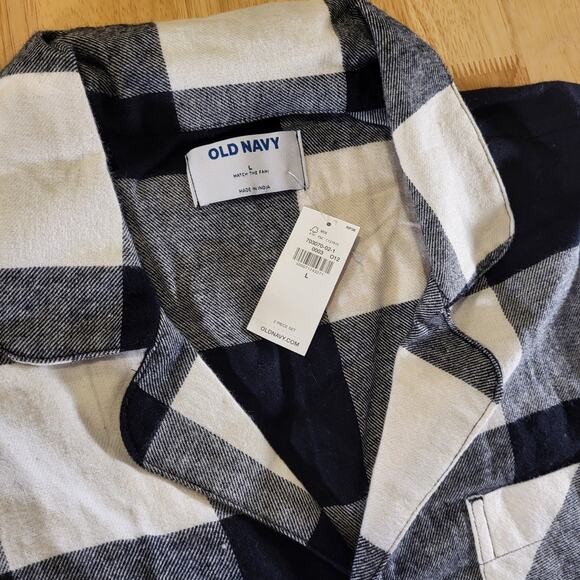 NWT Old Navy Black & White Buffalo Check Flannel Pajama Set Large - Picture 6 of 15